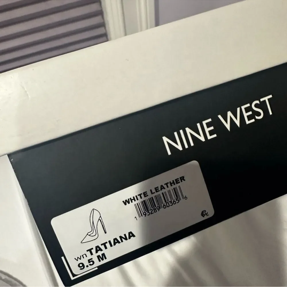 Nine West White and Tan Heels Pointed Toe Stiletto